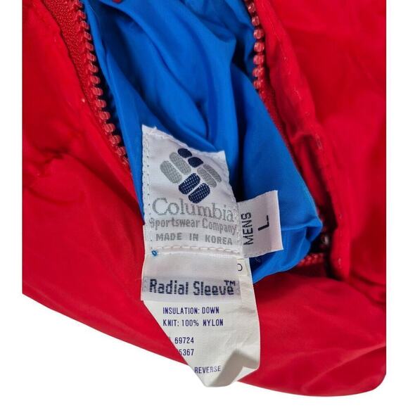 Vtg Columbia Reversible Radial Sleeve Nylon/ Down Ski Jacket Red/Blue Mens Sz L - Picture 7 of 8